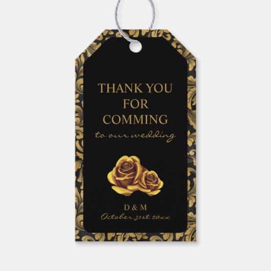 Zwart En Goud Goth Patroon Cadeaulabel (Voorkant)