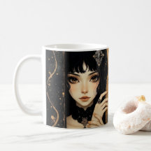 Zwart en goud gotisch anime-meisje
