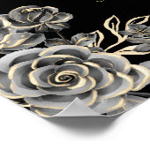 Zwart en Goud Gotische Rozen Bloemen Trouwbord Poster (Hoek)