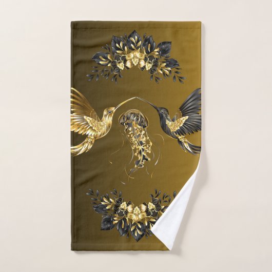 Zwart en Goud Grafische Kunst, Etherische Unison Bad Handdoek (Handdoek)