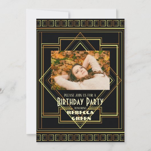 Zwart en Goud  Great Gatsby verjaardagsfeestje Kaart (Voorkant)