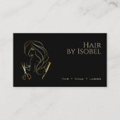 Zwart en Goud Haar Stylist Visitekaartje (Voorkant)