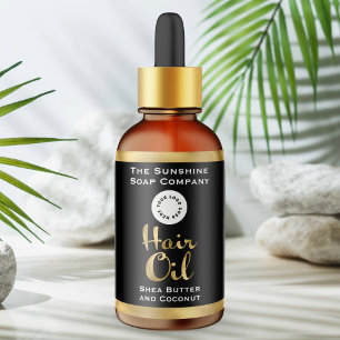 Zwart en goud Hair Oil Bottle Label met logo