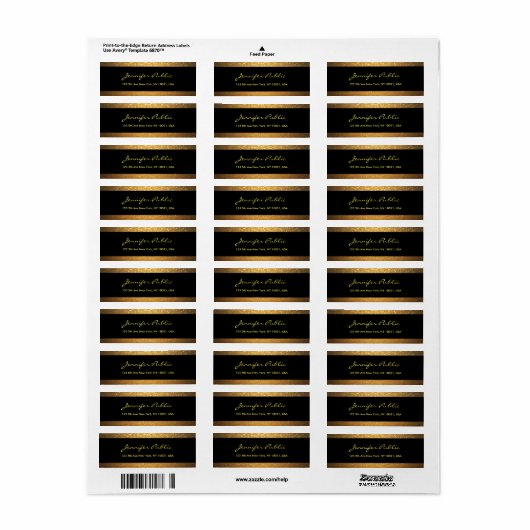 Zwart en Goud Handgeschreven Script Elegante Sjabl Etiket (Full Sheet)