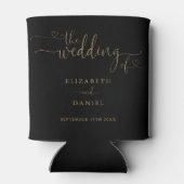 Zwart en Goud Hart Script Bruiloft Blikjeskoeler (Achterkant)