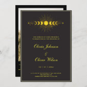 Zwart en goud  hemelse QR code bruiloft Kaart (Voorkant / Achterkant)