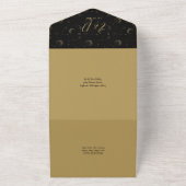 Zwart en goud Hemelse Spirituele bruiloft All In One Uitnodiging (Buitenkant)