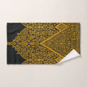 zwart en goud Indische bloemenpatroon Bad Handdoek (Handdoek)