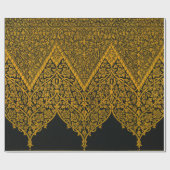 zwart en goud Indische bloemenpatroon Cadeaupapier (Vlak)