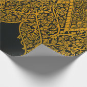 zwart en goud Indische bloemenpatroon Cadeaupapier (Hoek)