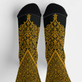 zwart en goud Indische bloemenpatroon Sokken (Top)