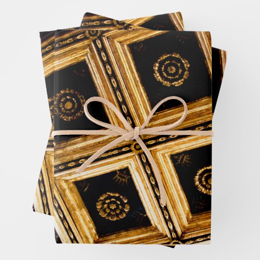 Zwart en goud inpakpapier vel (In situ)