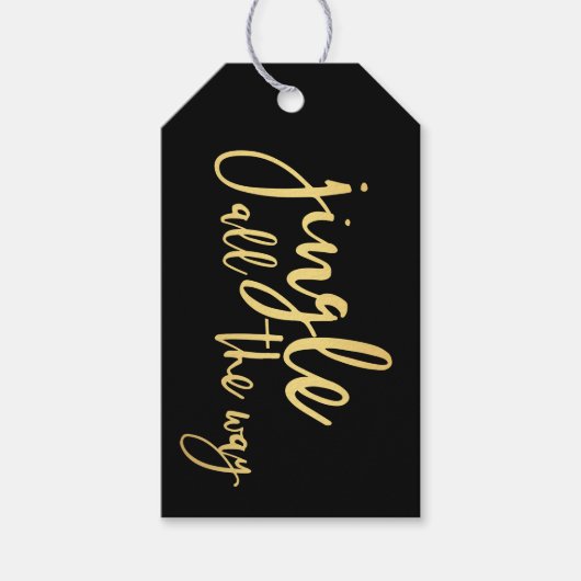 Zwart en goud Jingle helemaal Cadeaulabel (Voorkant)