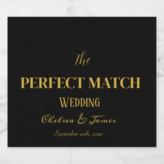 Zwart en Goud Kalligrafie Bruiloft de Perfecte Sparkling Wijnetiket (Enkel label)