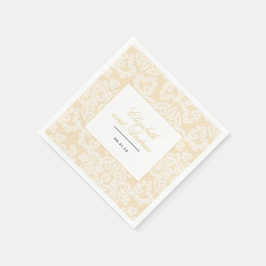 Zwart en Goud Kant Elegant Script Servet (Hoek)