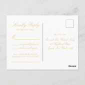Zwart en Goud Kant Elegant Script Wedding Reply Briefkaart (Achterkant)