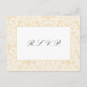 Zwart en Goud Kant Elegant Script Wedding Reply Briefkaart