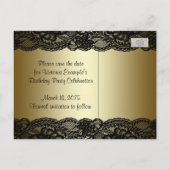 Zwart en goud kant save the date aankondigingskaart (Achterkant)