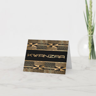 Zwart en Goud Kente Print "Happy Kwanzaa" Kaart