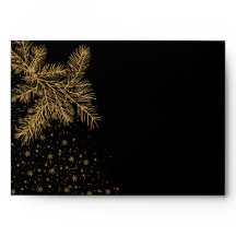 Zwart en Goud Kerst Party Uitnodiging Envelop