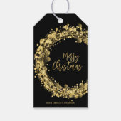 Zwart en goud Kerstmis Cadeaulabel (Voorkant)