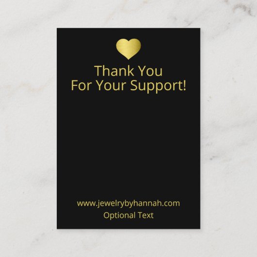 Zwart en goud Ketting- en oorscherm Visitekaartje (Achterkant)