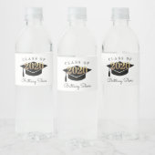 Zwart en Goud Klasse van 2020 Graduation Cap Waterfles Etiket (Flessen)