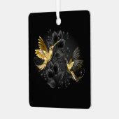 Zwart en Goud Kolibrie Metalen Ornament (Voorkant links)