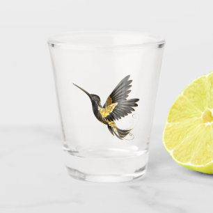 Zwart en Goud Kolibrie Shot Glas