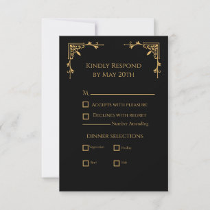 Zwart en Goud - Koninklijke Regentie RSVP Kaartje