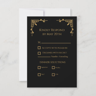 Zwart en Goud - Koninklijke Regentie RSVP Kaartje