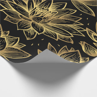 Zwart en goud Lotus Wrapping Paper Cadeaupapier