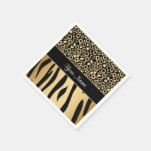 Zwart en Goud Luipaard en Zebra Patroon Servetten (Hoek)