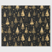 Zwart en Goud Luxe Kerstmis Cadeaupapier (Vlak)