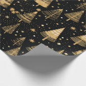 Zwart en Goud Luxe Kerstmis Cadeaupapier (Hoek)
