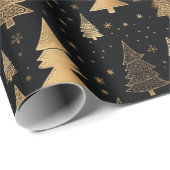 Zwart en Goud Luxe Kerstmis Cadeaupapier (Rol Hoek)