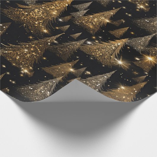 Zwart en Goud Luxe Kerstmis Cadeaupapier (Hoek)