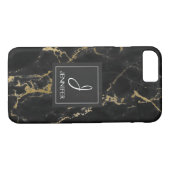 Zwart en Goud Marmer Elegant Monogram Case-Mate iPhone Case (Achterkant (Horizontaal))