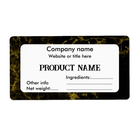 Zwart en goud marmer etiket (Voorkant)