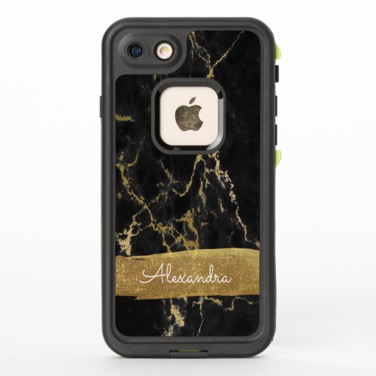 Zwart en goud marmer met goudfolie en glitter (Achterkant)