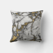 Zwart en Goud Marmer Monogrammed Initiaal Kussen (Achterkant)