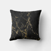 Zwart en Goud Marmer Monogrammed Initiaal Kussen (Achterkant)