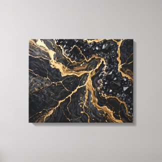 Zwart en goud marmeren luxe canvasprint - Elegant Canvas Afdruk