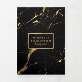 Zwart en goud marmeren salon of productbrochure drieluik kaart (Cover)