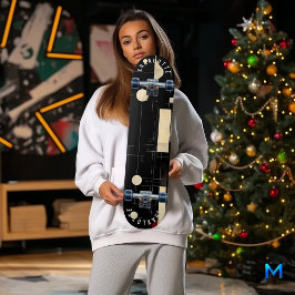 Zwart en goud minimalistisch geometrisch skateboar skateboard