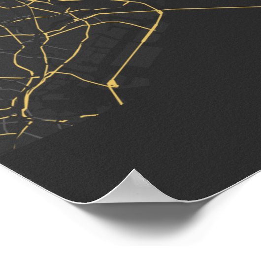 Zwart en Goud Minimalistisch Tokyo City Poster (Hoek)