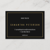 Zwart en goud minimalistische professional visitekaartje (Achterkant)