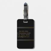 Zwart en goud modern, eenvoudig gepersonaliseerd m bagagelabel (Achterkant verticaal)