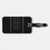 Zwart en goud modern, eenvoudig gepersonaliseerd m bagagelabel (Achterkant horizontaal)