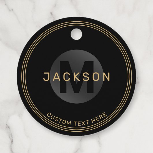 Zwart en goud modern, eenvoudig gepersonaliseerd m bedankjes labels (Achterkant)